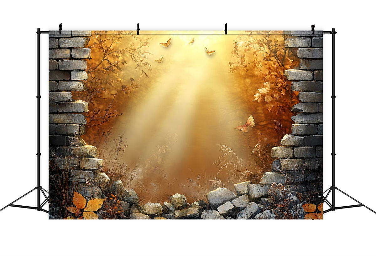 Autumn Backdrop Fall Butterfly Scene Brick Backdrops UK CSH6-136
