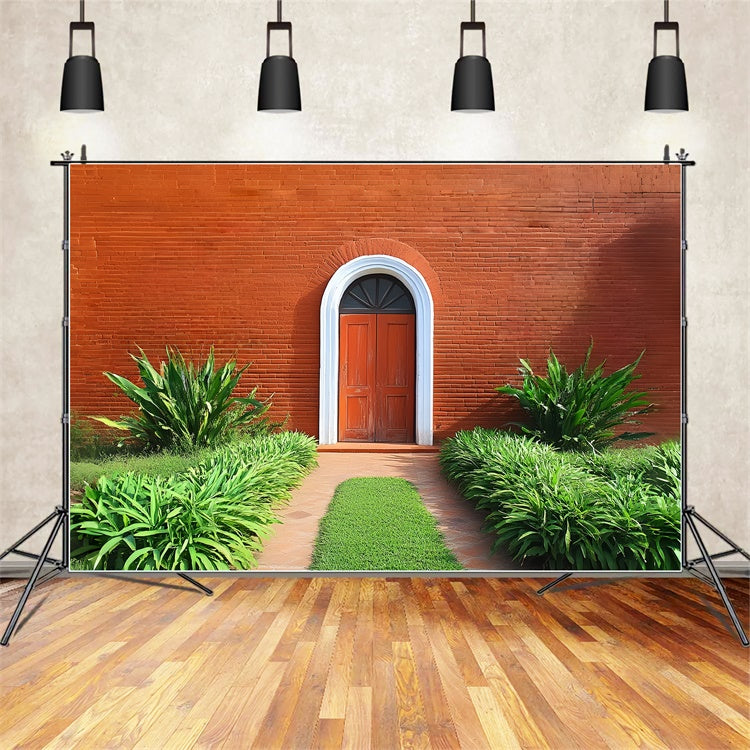 Red Brick Backdrop Classic Arch Doorway Wall Backdrop UK CSH6-137