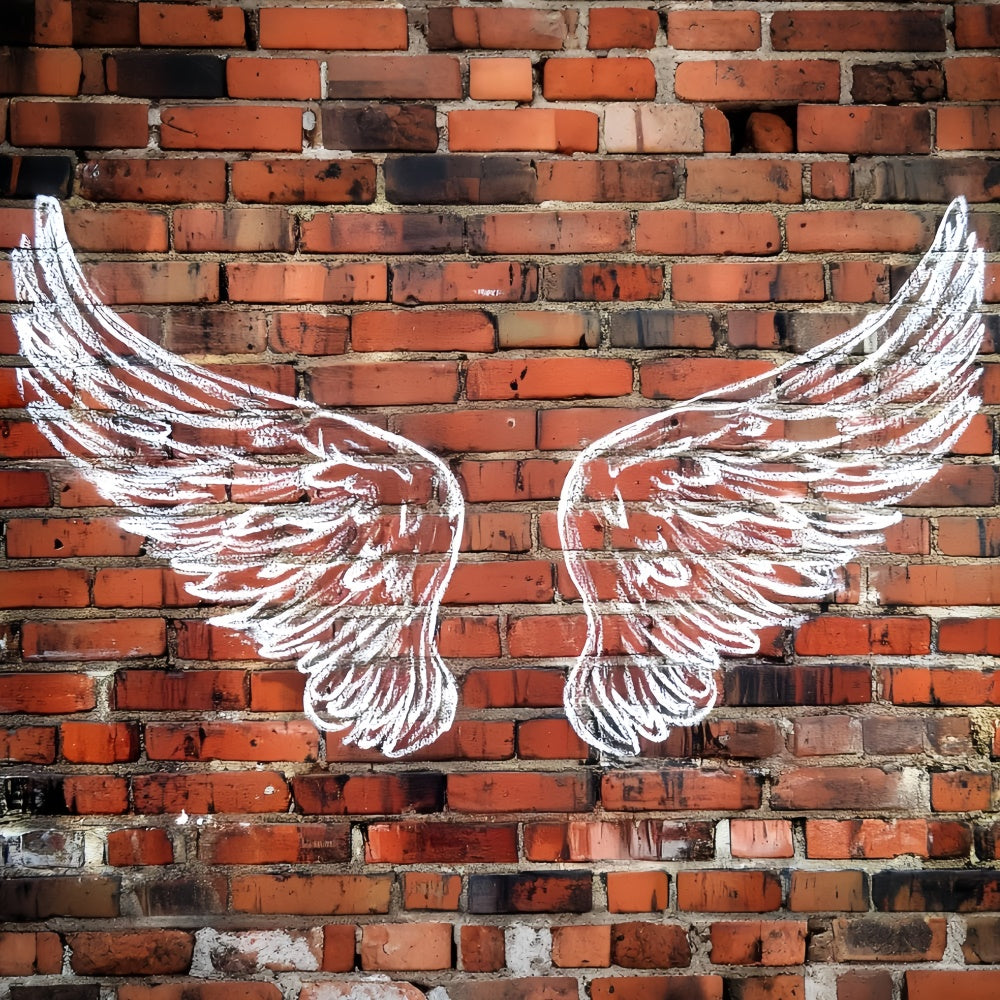 Red Brick Backdrop Angel Wings Street Art Backdrop UK CSH6-139