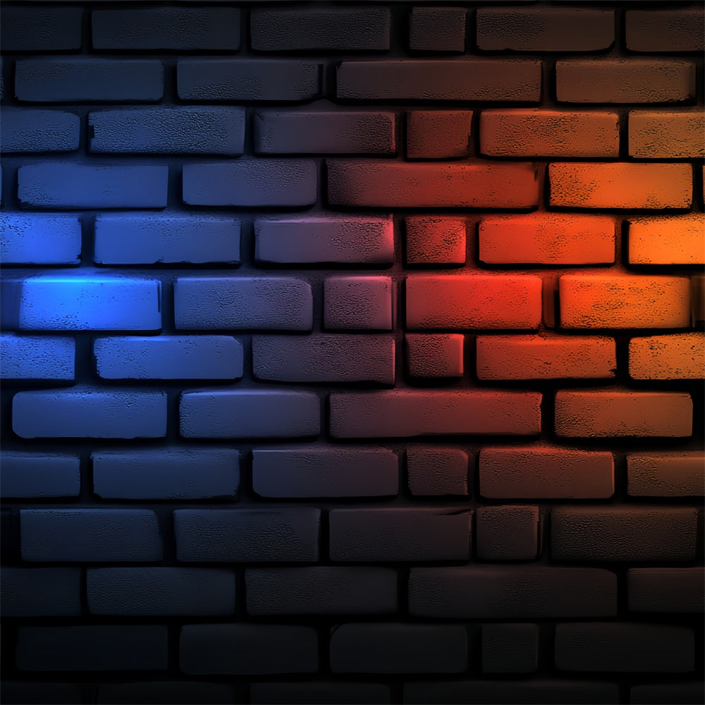 Brick Wall Photo Backdrop Red Blue Glow Urban Backdrop UK CSH6-143