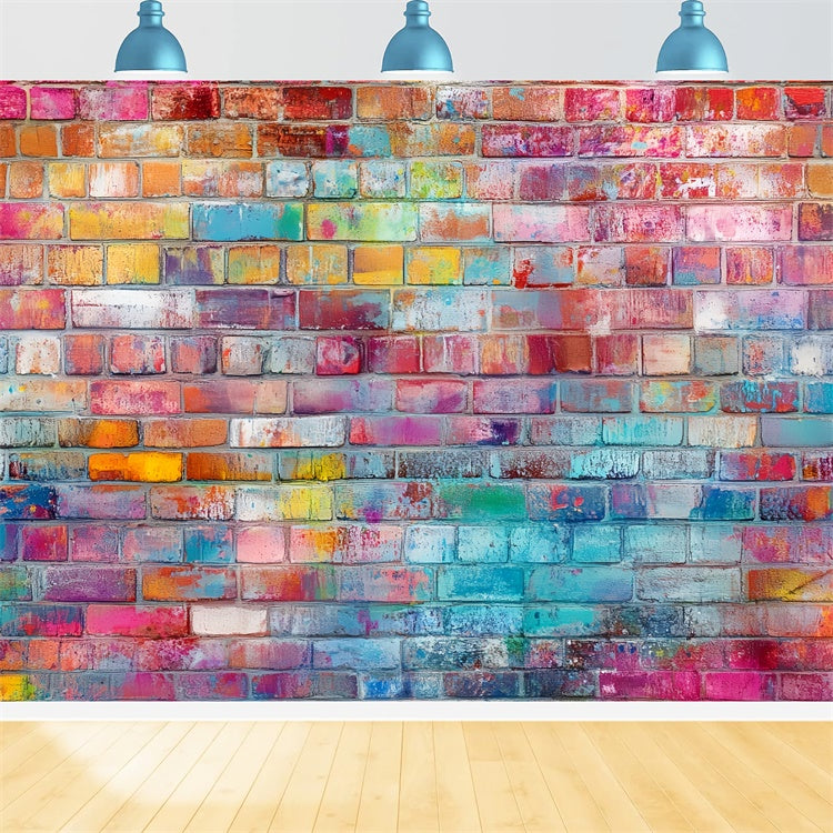 Brick Photo Backdrop Color Splash Graffiti Wall Backdrop UK CSH6-150
