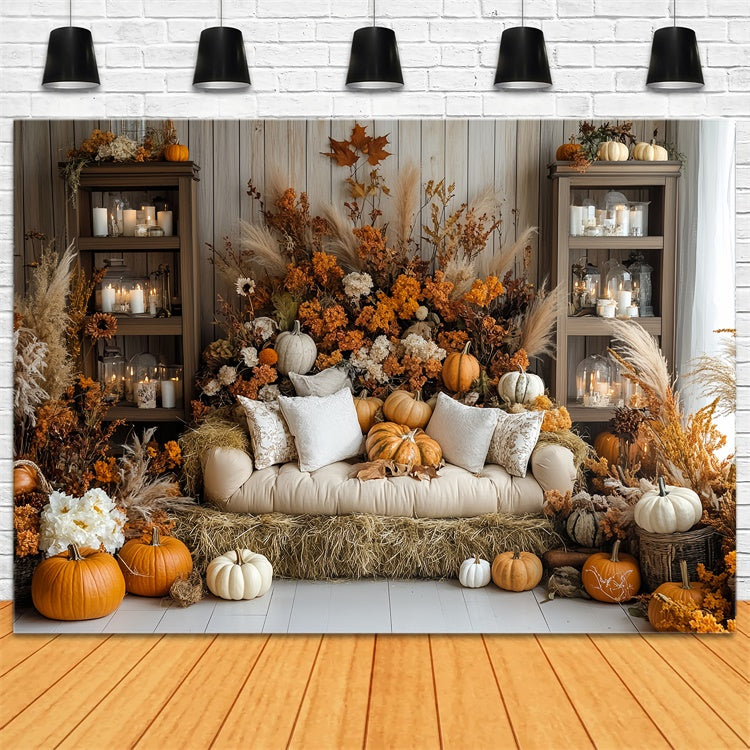 Fall Backdrop For Photos Haystack Pumpkin Haven Backdrop UK CSH6-181
