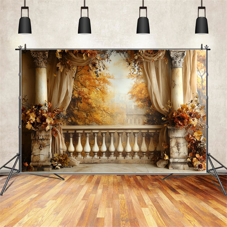 Fall Photo Backdrop Vintage Balcony Elegance Backdrop UK CSH6-187