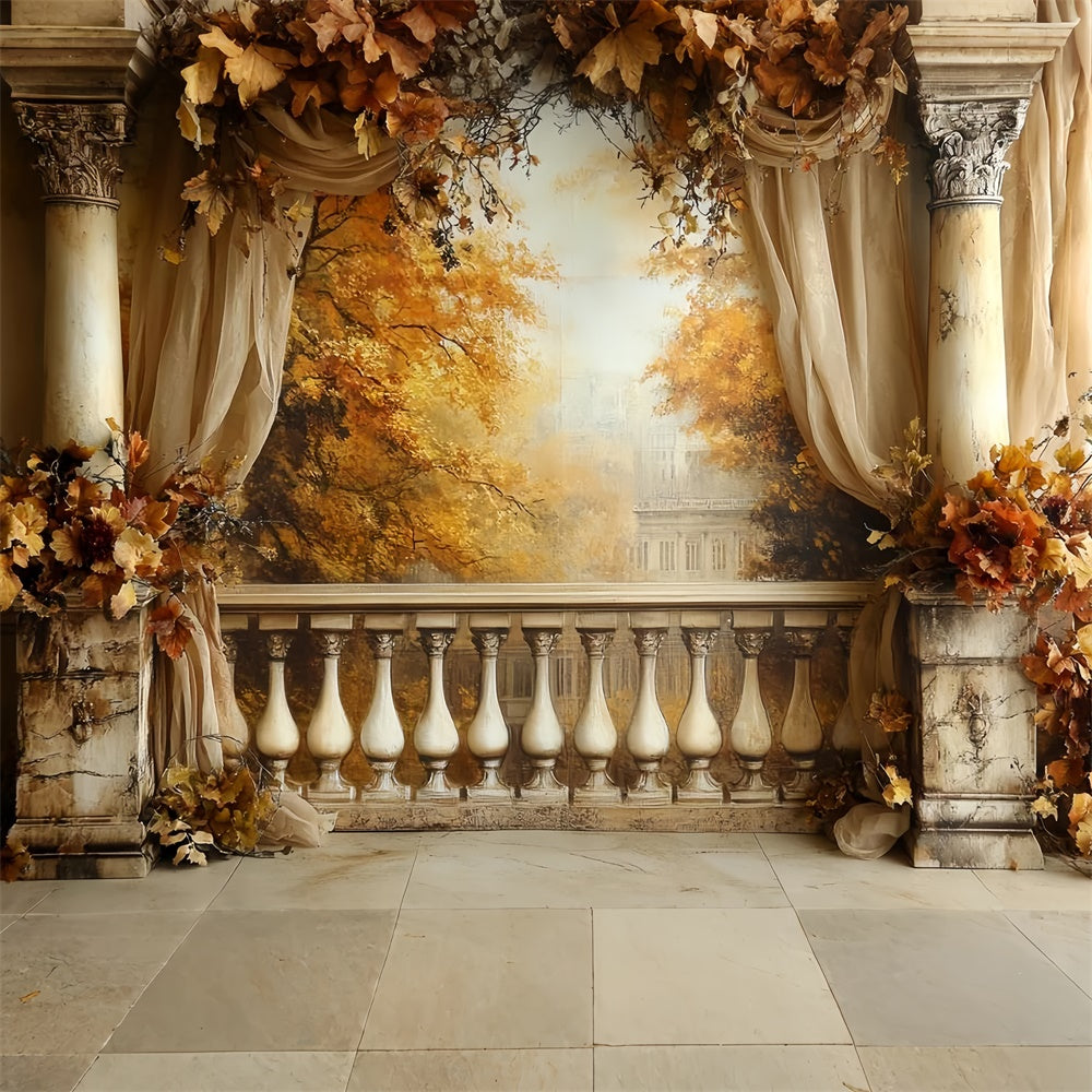 Fall Photo Backdrop Vintage Balcony Elegance Backdrop UK CSH6-187