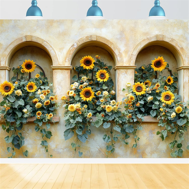 Autumn Photo Backdrop Sunny Archway Sunflower Backdrop UK CSH6-188