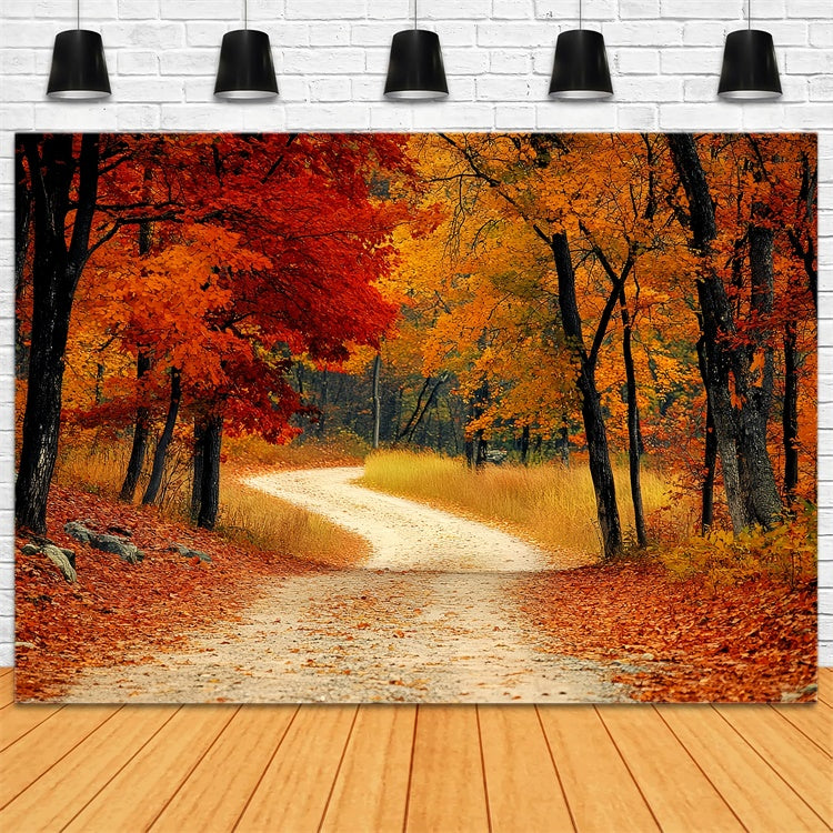 Forest Backdrops Rustic Redwoods Path Fall Leaves Backdrop UK CSH6-193