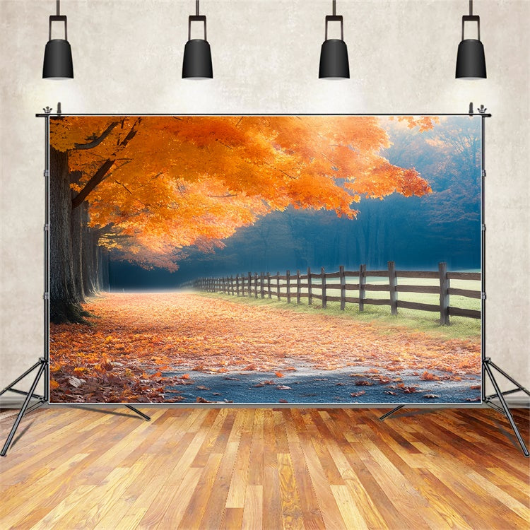 Forest Photography Backdrop Rustic Fence Trail Fall Backdrop UK CSH6-195