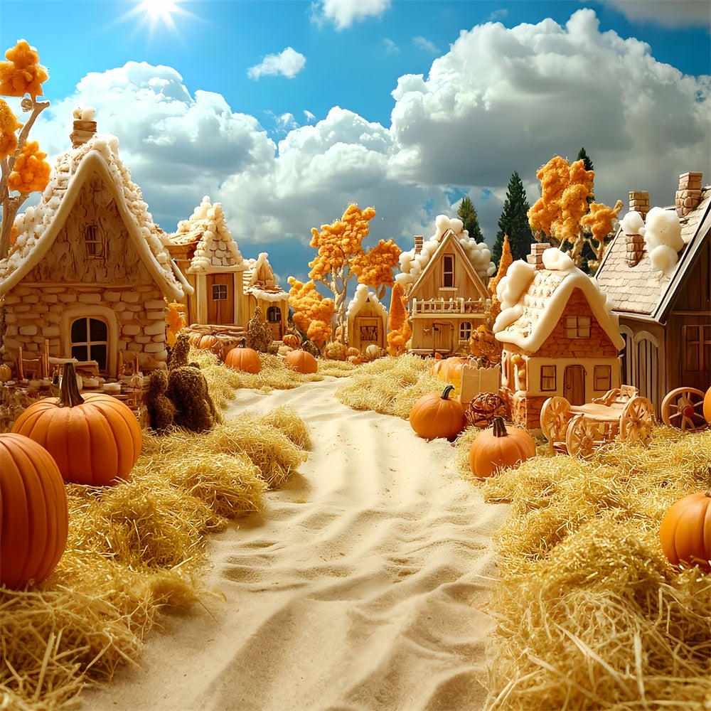 Fall Backdrop For Photos Pumpkin Cottage Lane Backdrop UK CSH6-197