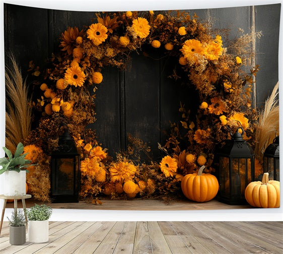 Fall Photo Backdrops Golden Harvest Wreath Backdrop UK CSH6-202