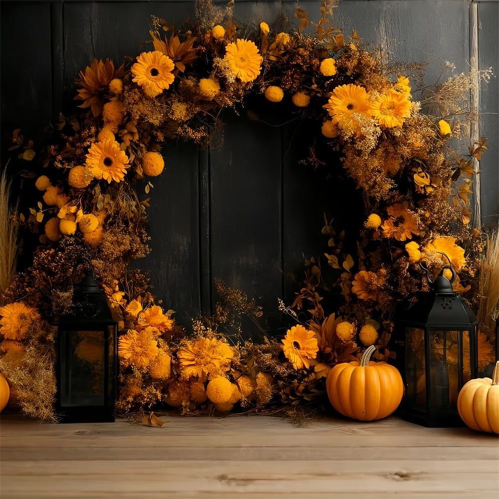Fall Photo Backdrops Golden Harvest Wreath Backdrop UK CSH6-202
