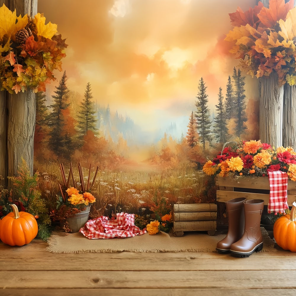 Forest Backdrops Mountain View Pumpkin Autumn Backdrops UK CSH6-205