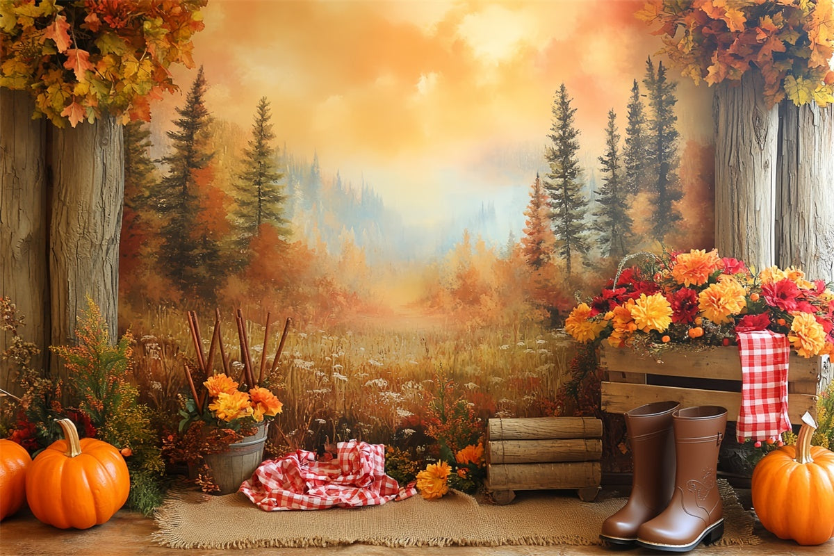 Forest Backdrops Mountain View Pumpkin Autumn Backdrops UK CSH6-205