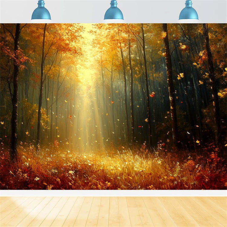 Forest Photography Backdrop Sunlit Woodland Fall Backdrops UK CSH6-208