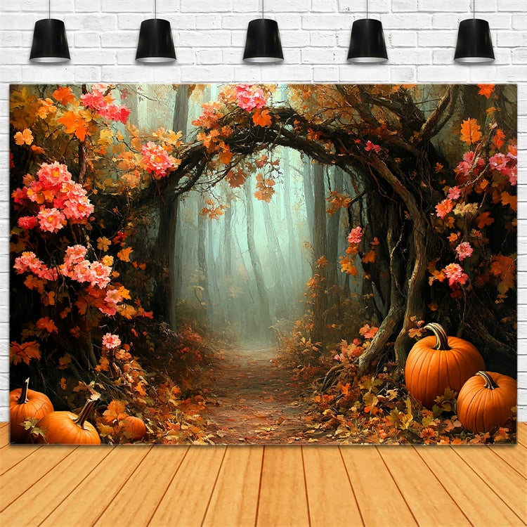 Forest Backdrop Pumpkin Trail Archway Autumn Backdrop UK CSH6-209