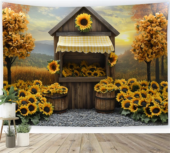 Fall Backdrops Sunflower Cottage Rustic Backdrop UK CSH6-214