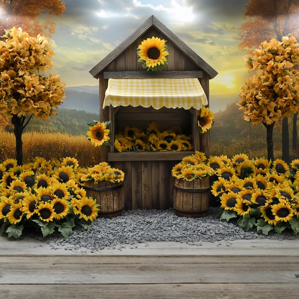 Fall Backdrops Sunflower Cottage Rustic Backdrop UK CSH6-214
