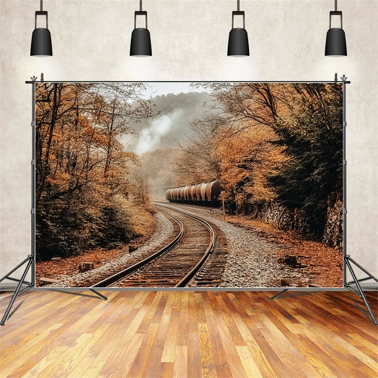 Forest Photo Backdrop Woodland Railway Charm Fall Backdrop UK CSH6-215