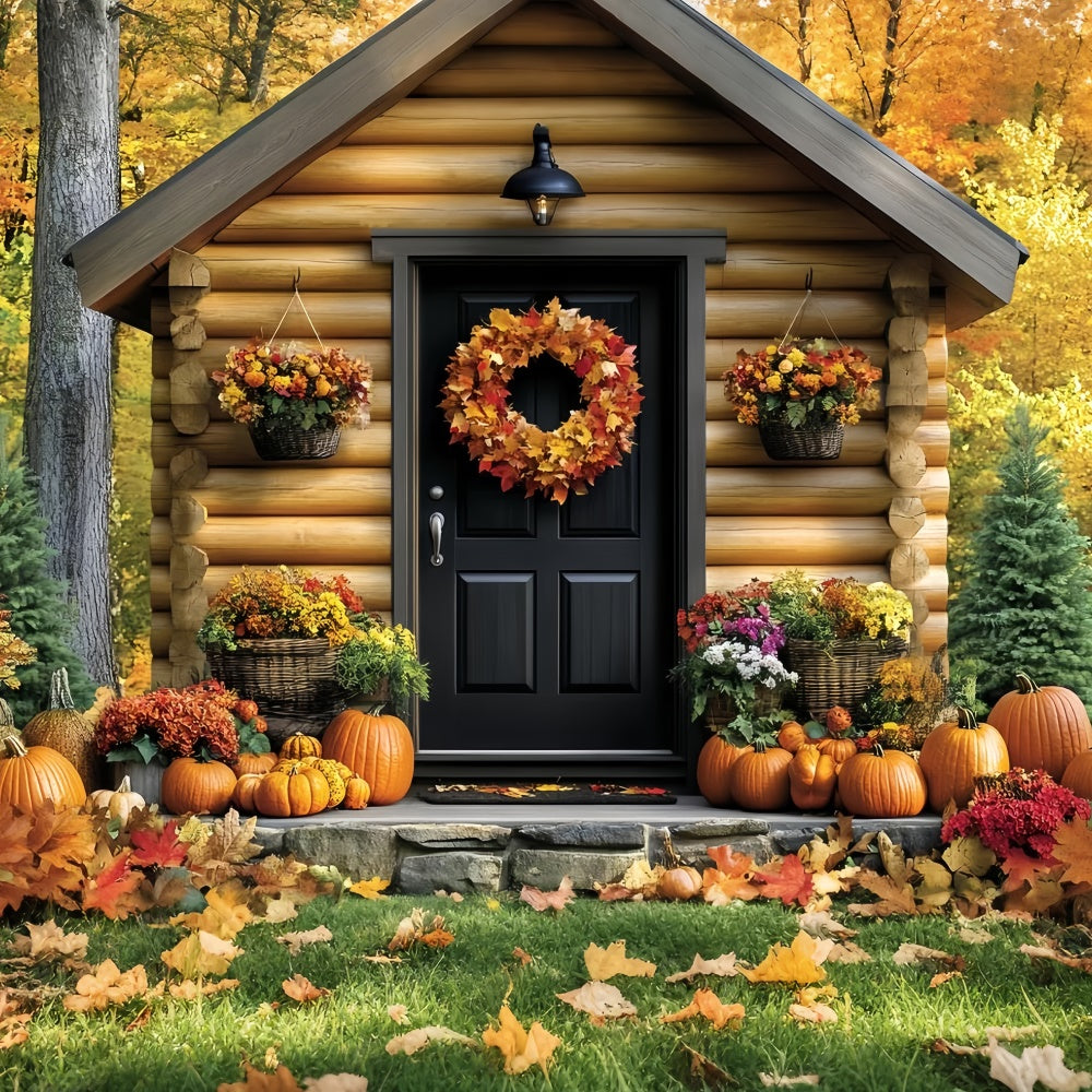 Fall Backdrop For Pictures Cozy Cabin Entrance Backdrop UK CSH6-217