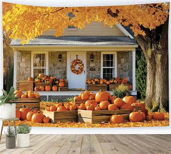Fall Backdrop For Pictures Golden Tree Cottage Backdrop UK CSH6-222