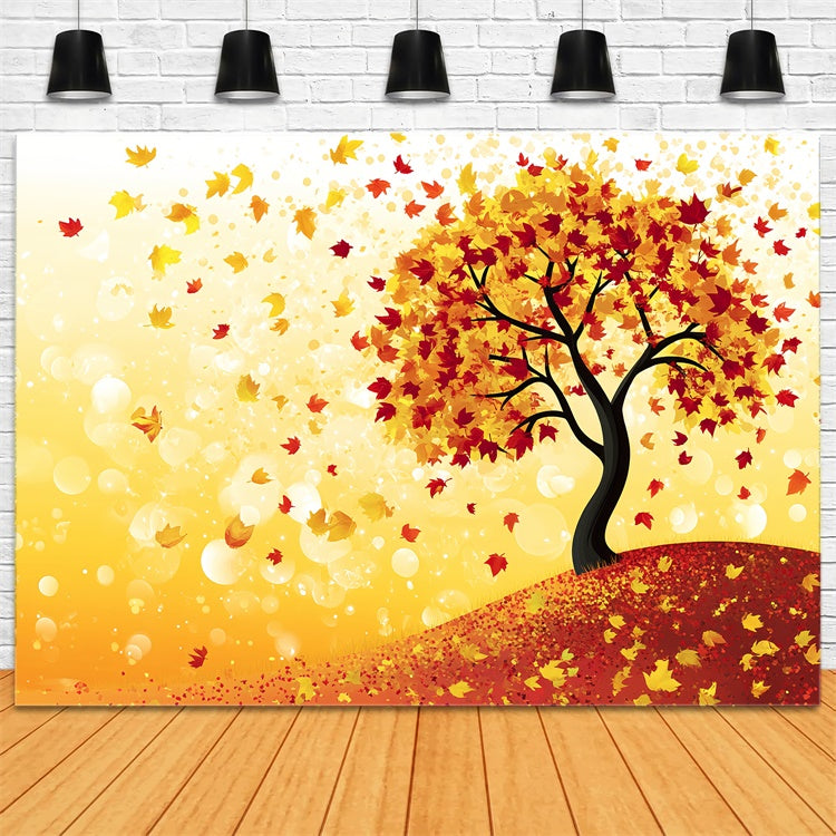 Autumn Leaves Backdrop Cartoon Tree Fantasy Backdrop UK CSH6-225
