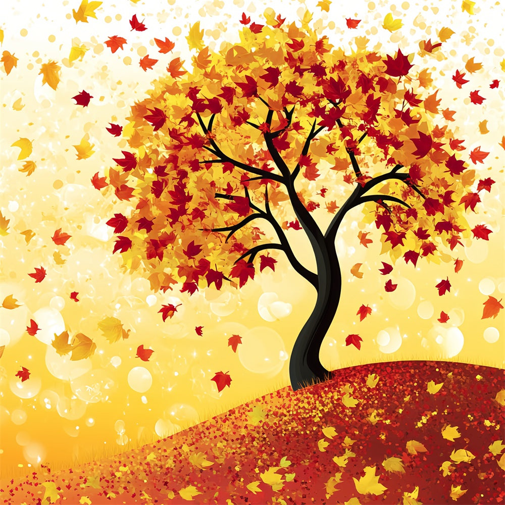 Autumn Leaves Backdrop Cartoon Tree Fantasy Backdrop UK CSH6-225