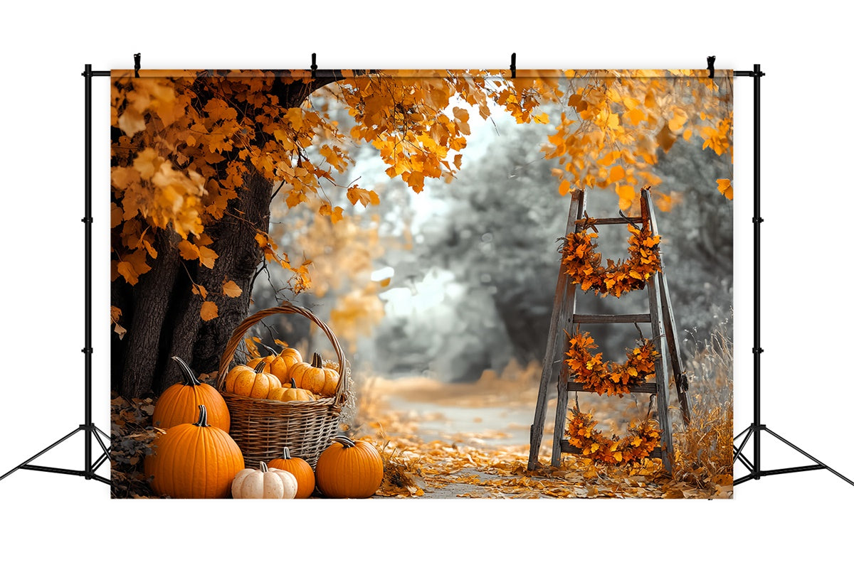 Fall Photo Backdrop Harvest Ladder Pumpkin Backdrop UK CSH6-228