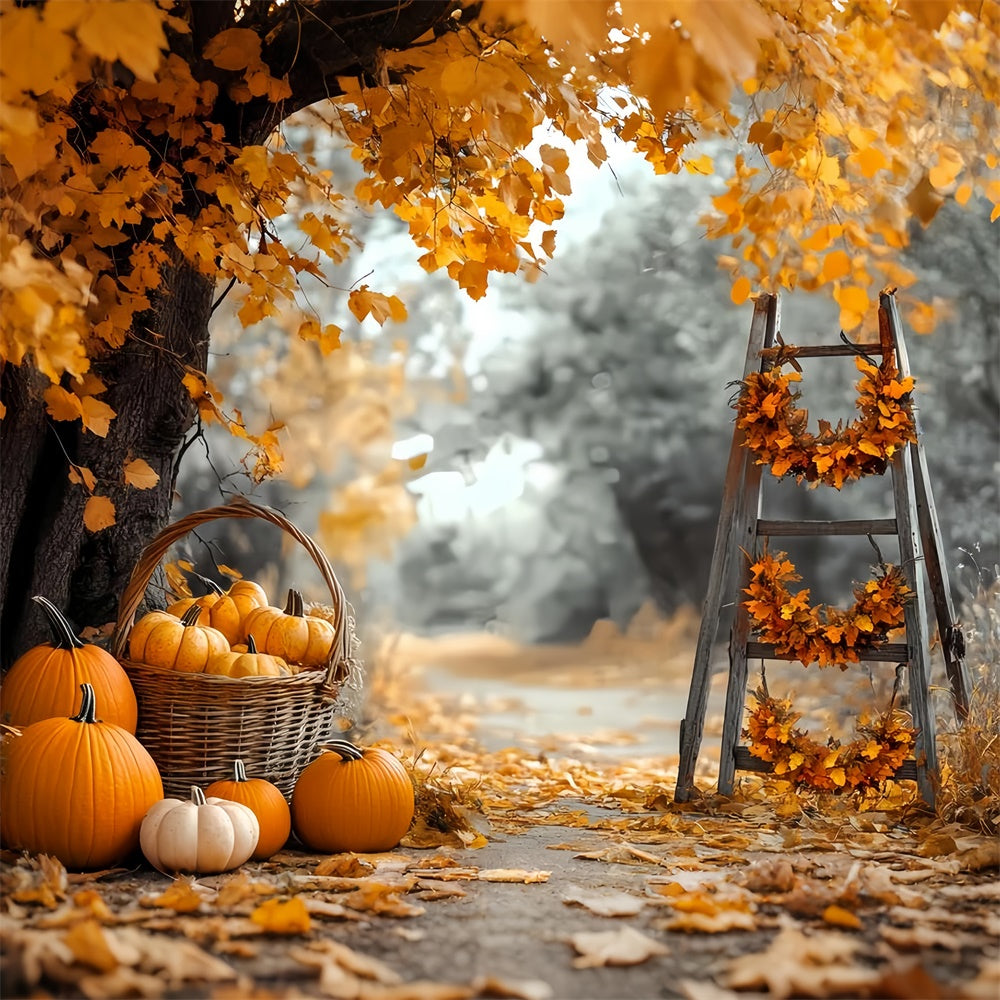 Fall Photo Backdrop Harvest Ladder Pumpkin Backdrop UK CSH6-228