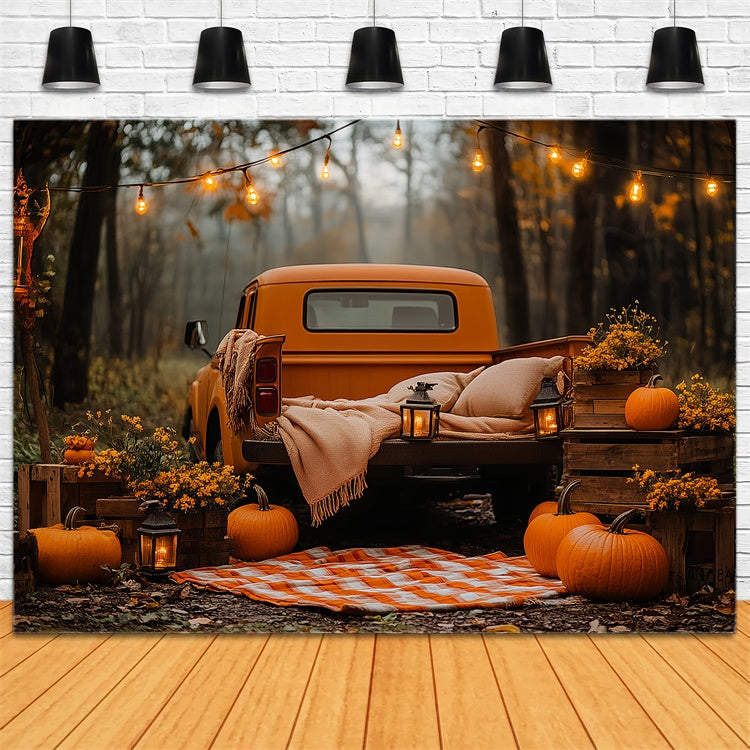 Forest Backdrop Rustic Truck Picnic Autumn Photo Backdrop UK CSH6-229
