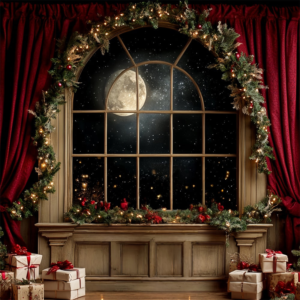Christmas Photography Backdrops Silent Night Window Backdrop UK CSH6-245