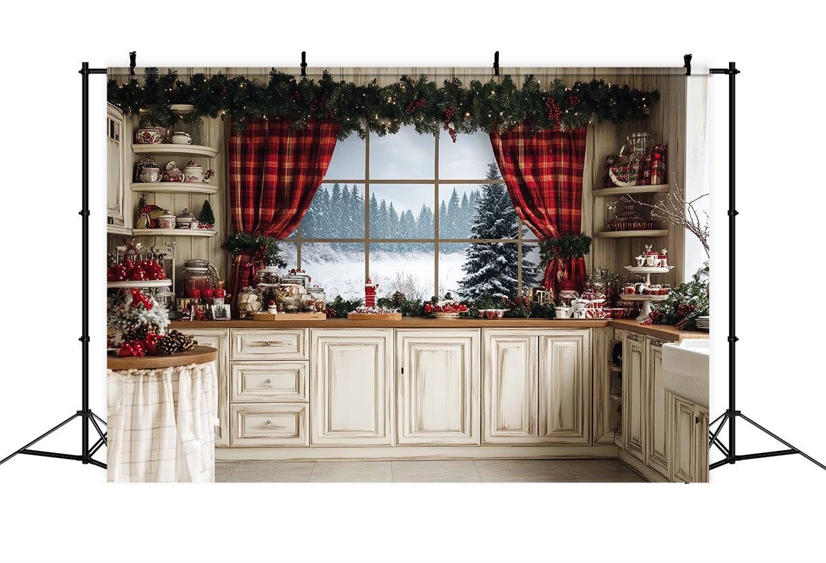 Christmas Backdrops For Photos Rustic Baking Cottage Backdrop UK CSH6-248