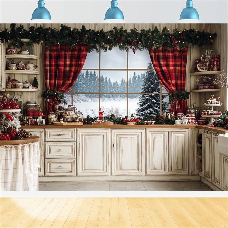 Christmas Backdrops For Photos Rustic Baking Cottage Backdrop UK CSH6-248