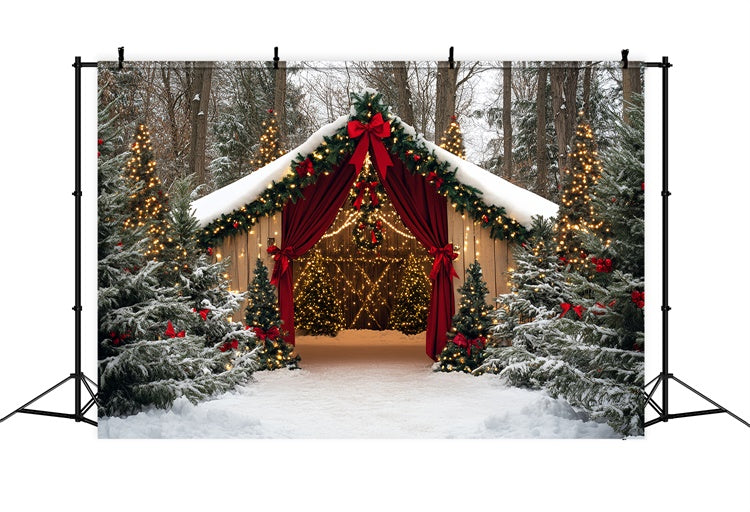 Christmas Photo Backdrop Holiday Barn Wonderland Backdrop UK CSH6-249