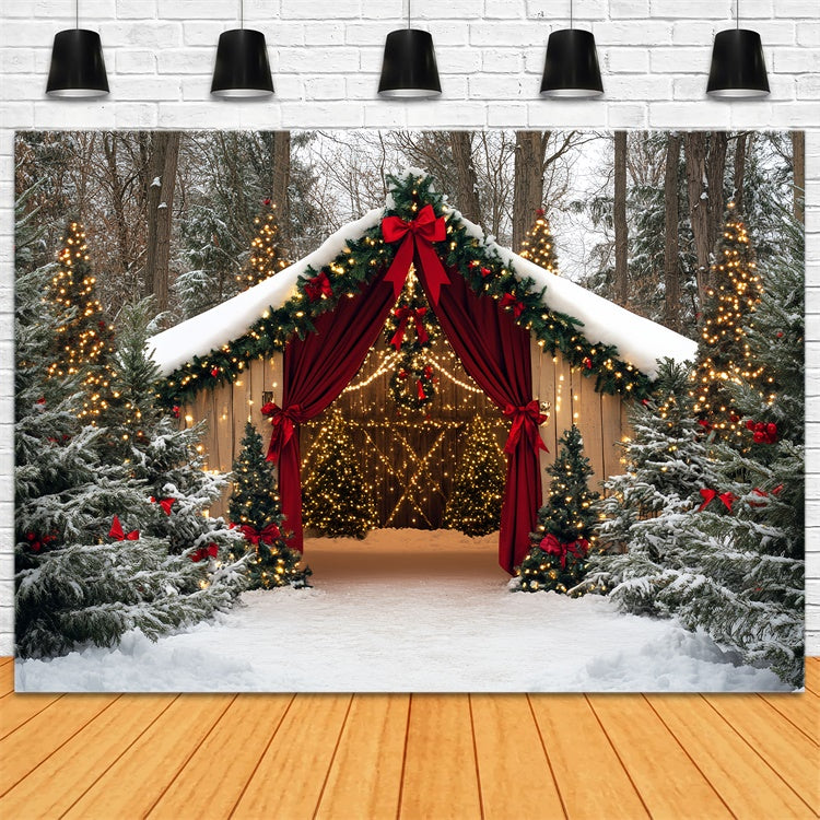 Christmas Photo Backdrop Holiday Barn Wonderland Backdrop UK CSH6-249