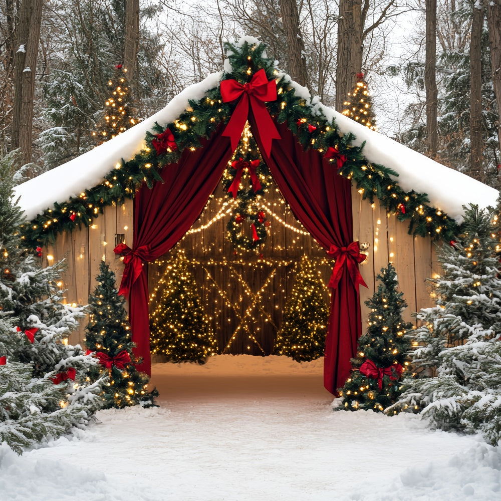 Christmas Photo Backdrop Holiday Barn Wonderland Backdrop UK CSH6-249