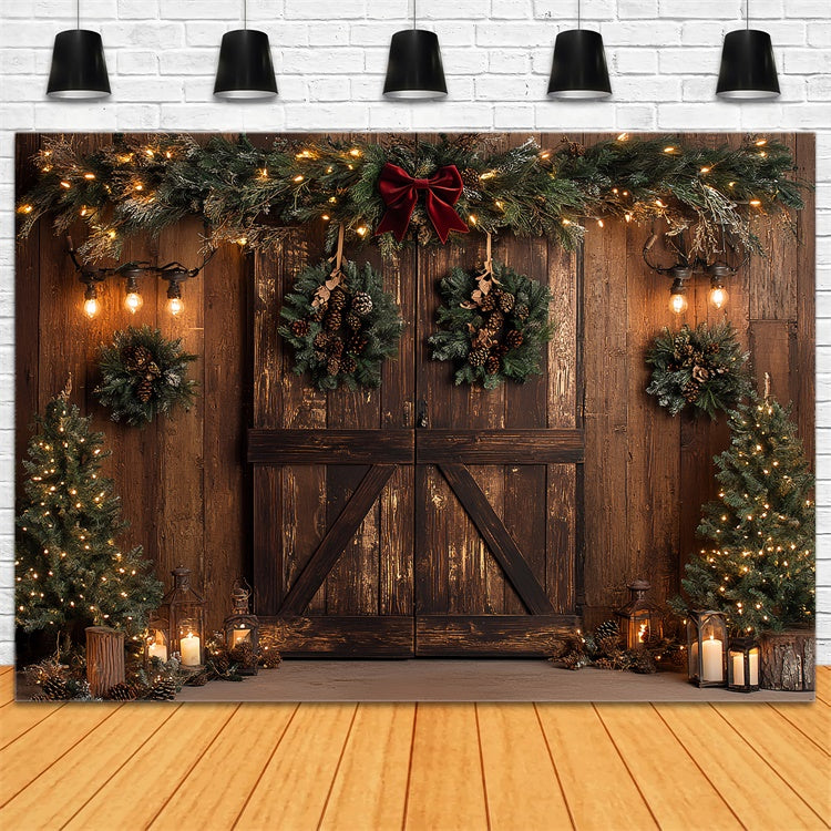 Christmas Photo Backdrop Pinecone Garland Rustic Backdrop UK CSH6-253