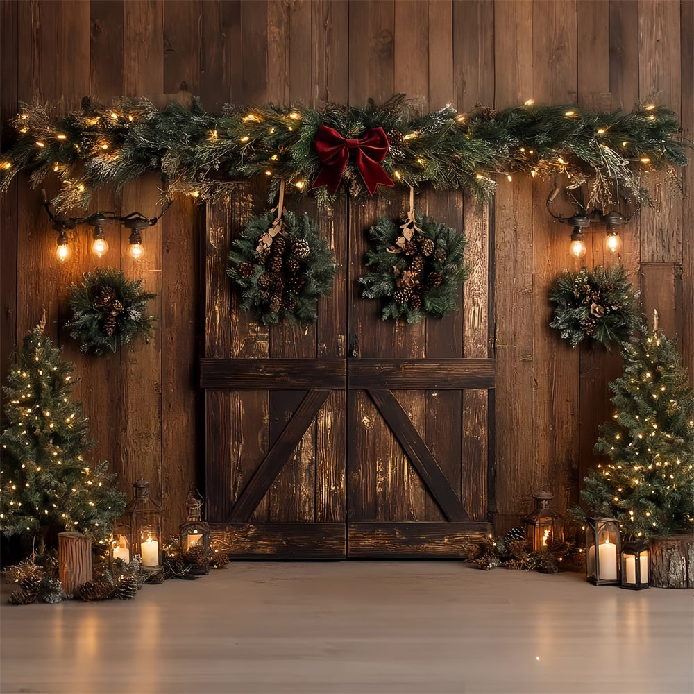Christmas Photo Backdrop Pinecone Garland Rustic Backdrop UK CSH6-253