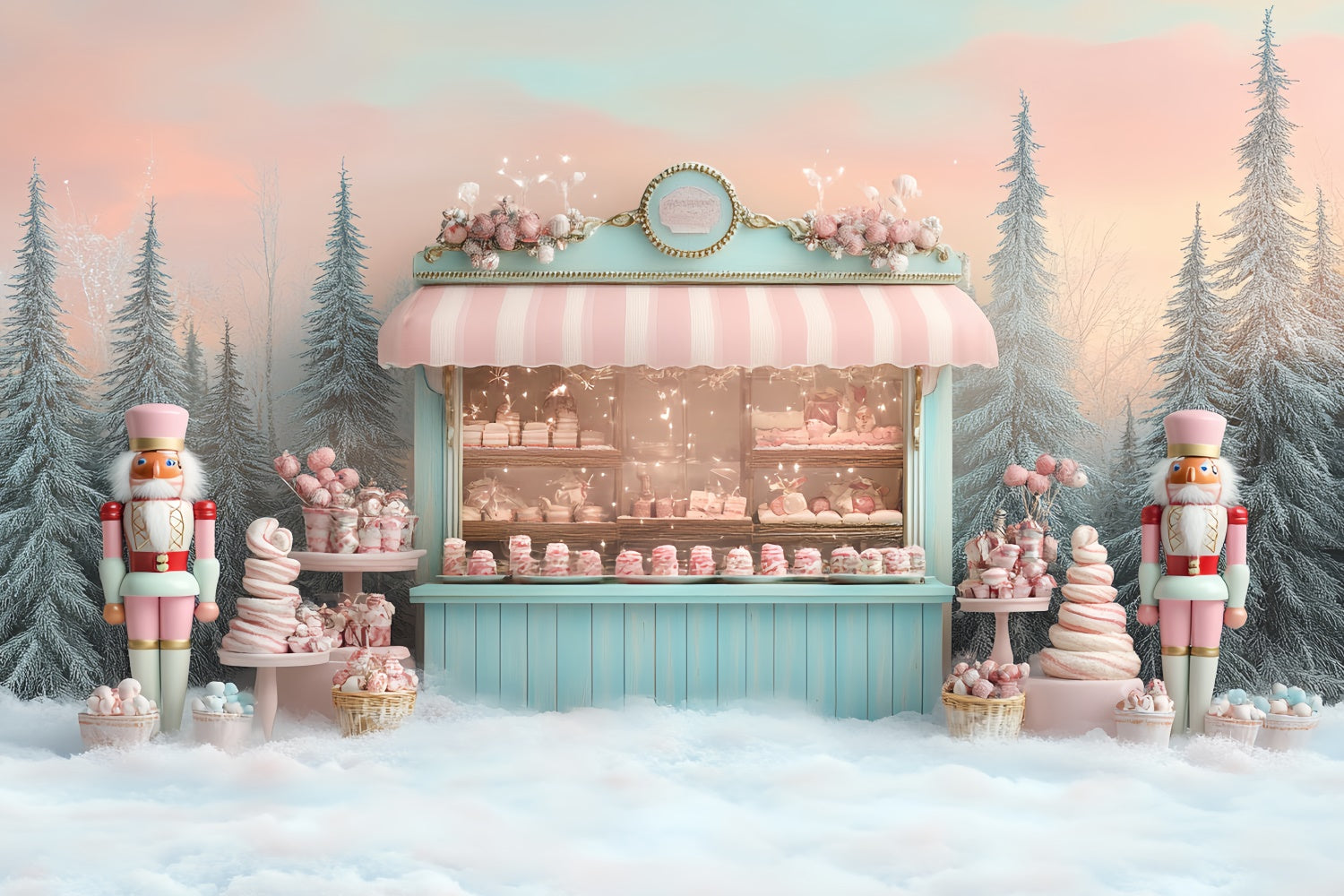 Christmas Backdrop Ideas Pastel Candy Wonderland Backdrop UK CSH6-255
