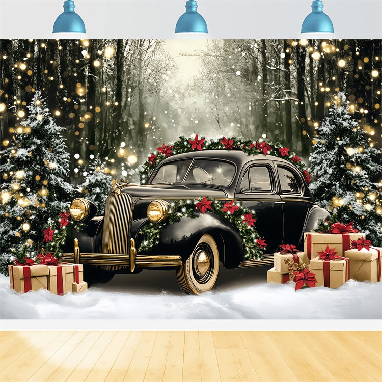 Christmas Photo Backdrops Vintage Car Forest Backdrop UK CSH6-256