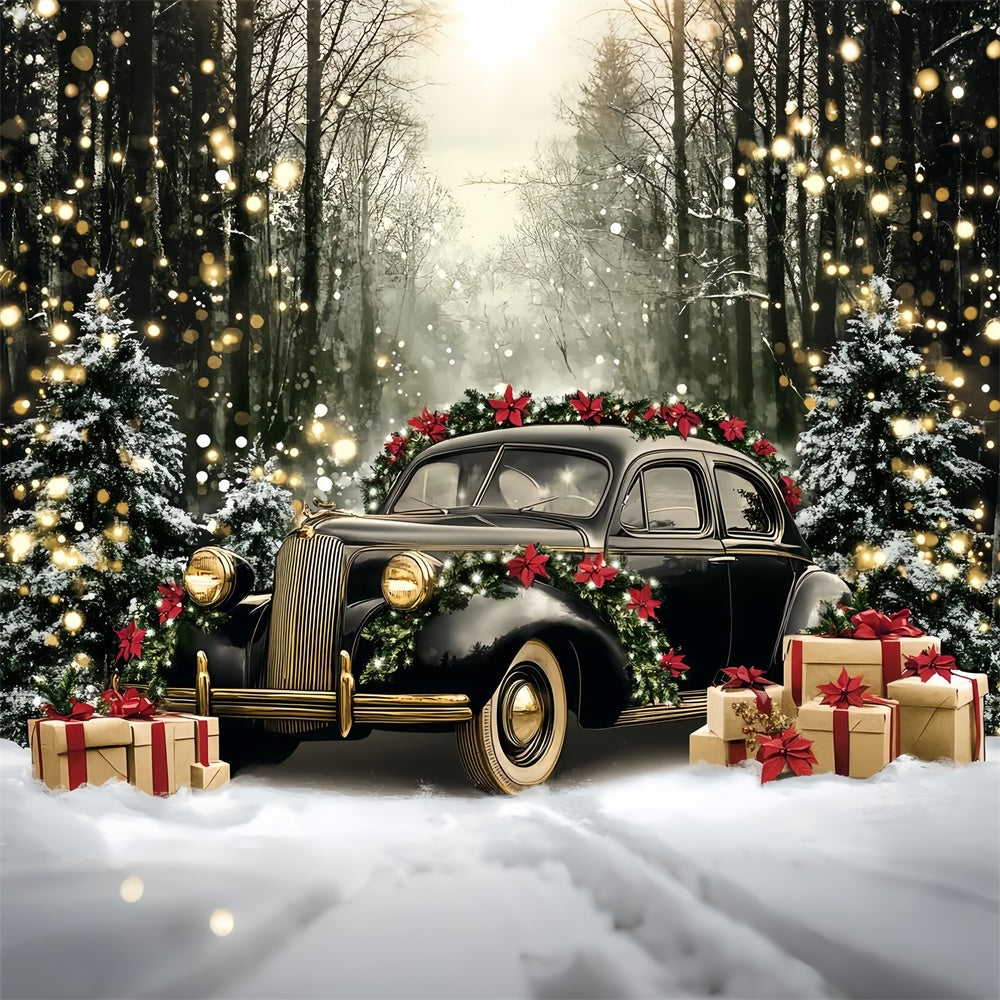 Christmas Photo Backdrops Vintage Car Forest Backdrop UK CSH6-256