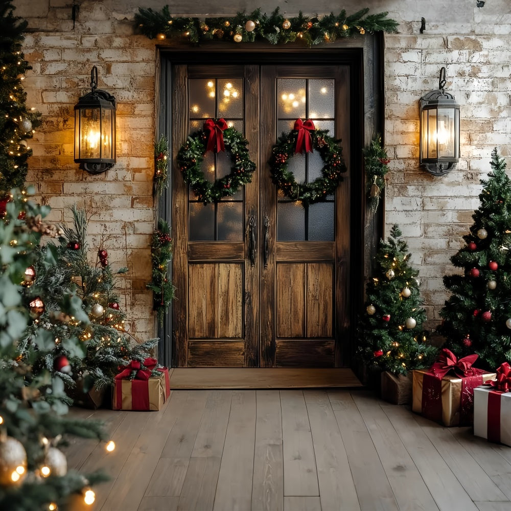 Christmas Backdrops For Photography Warm Glow Porch Backdrop UK CSH6-261