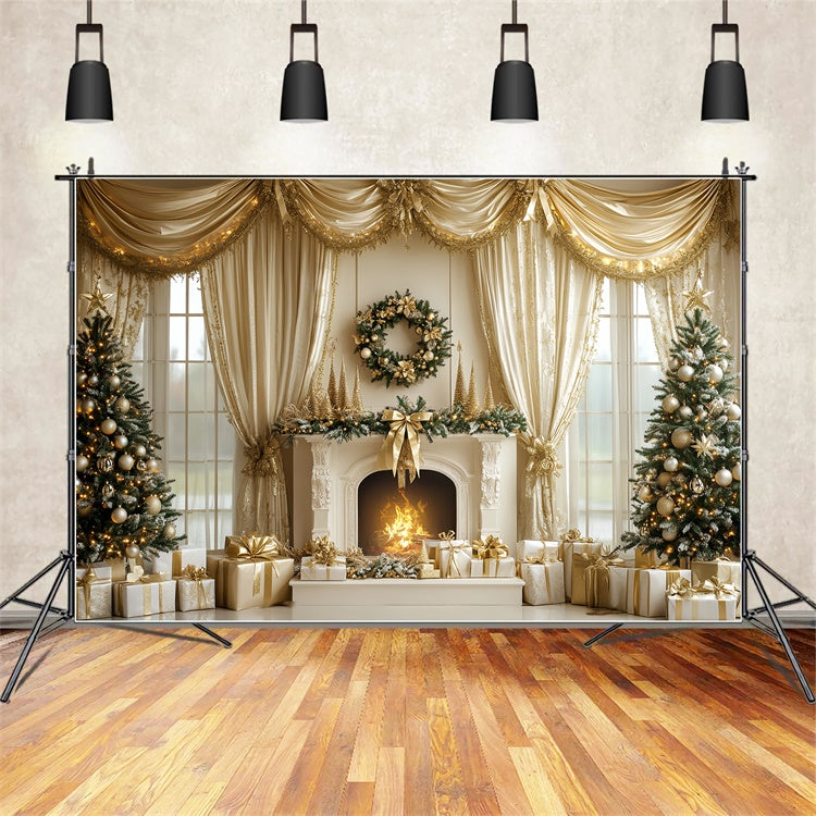 Christmas Fireplace Backdrop Elegant Fireplace Holiday Backdrop UK CSH6-262