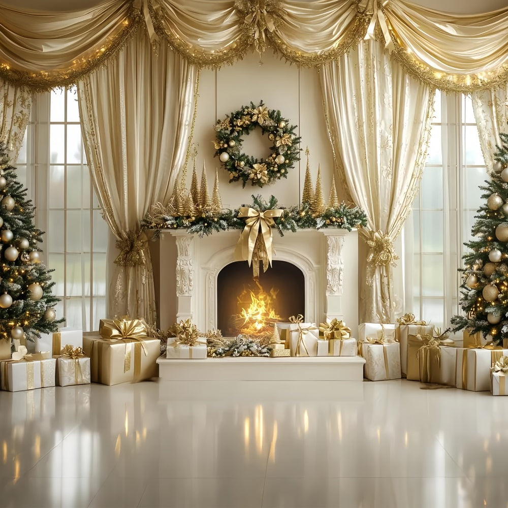 Christmas Fireplace Backdrop Elegant Fireplace Holiday Backdrop UK CSH6-262