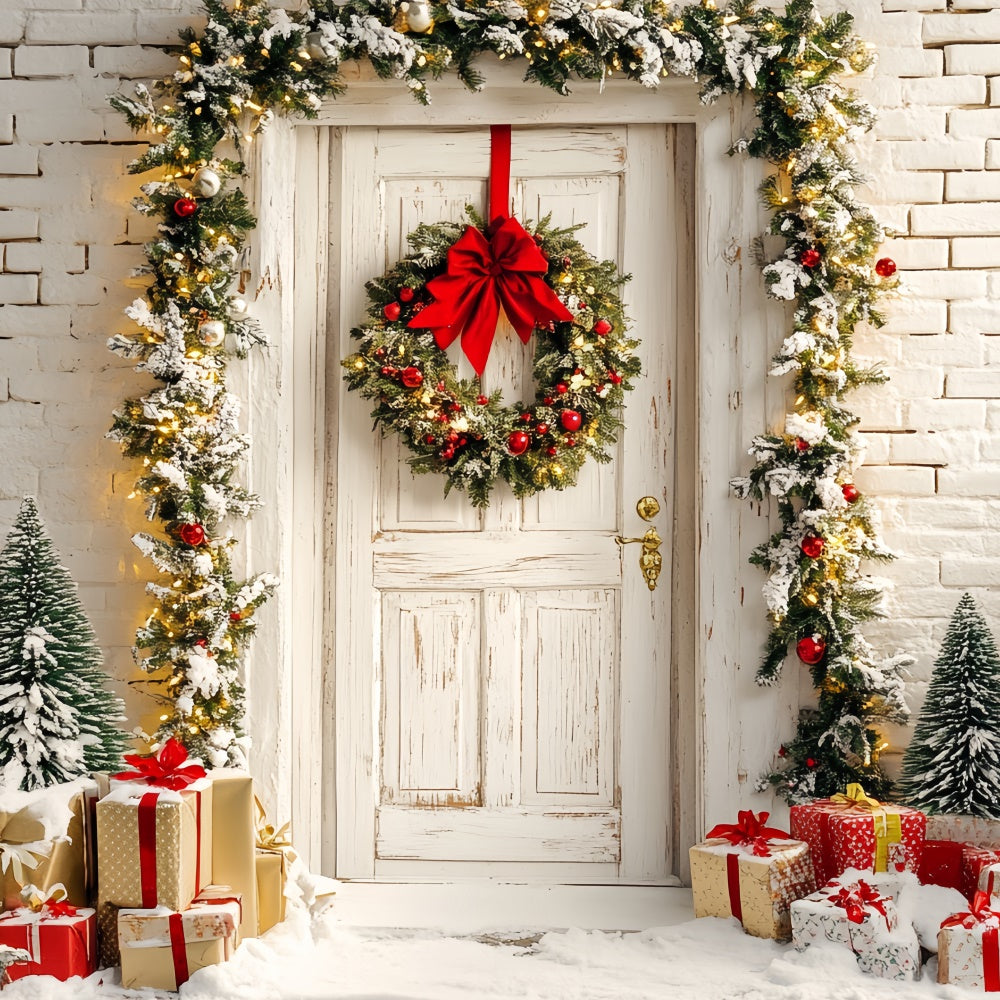 Christmas Backdrops For Photos Garland Glow Welcome Backdrop UK CSH6-263