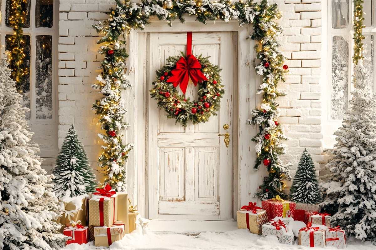 Christmas Backdrops For Photos Garland Glow Welcome Backdrop UK CSH6-263