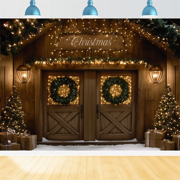 Christmas Photography Backdrops Festive Cabin Entry Backdrop UK CSH6-267