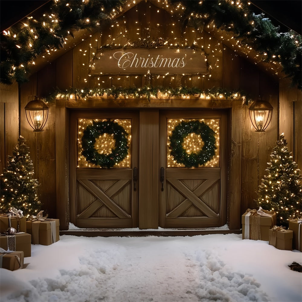 Christmas Photography Backdrops Festive Cabin Entry Backdrop UK CSH6-267