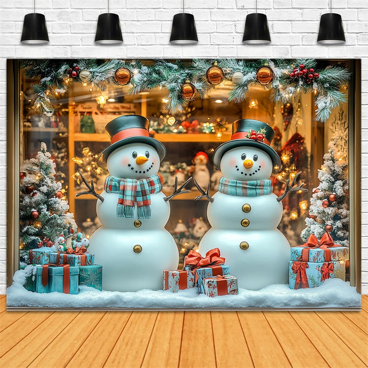 Christmas Backdrop Playful Snowman Display Backdrop UK CSH6-268