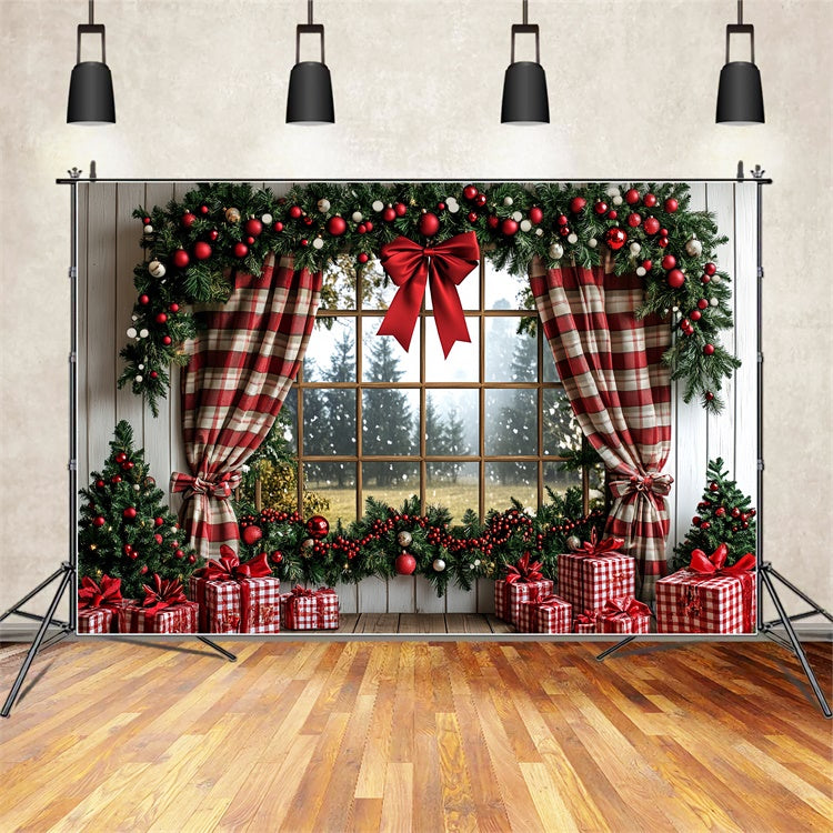Christmas Photo Backdrops Rustic Holiday Window Backdrop UK CSH6-274