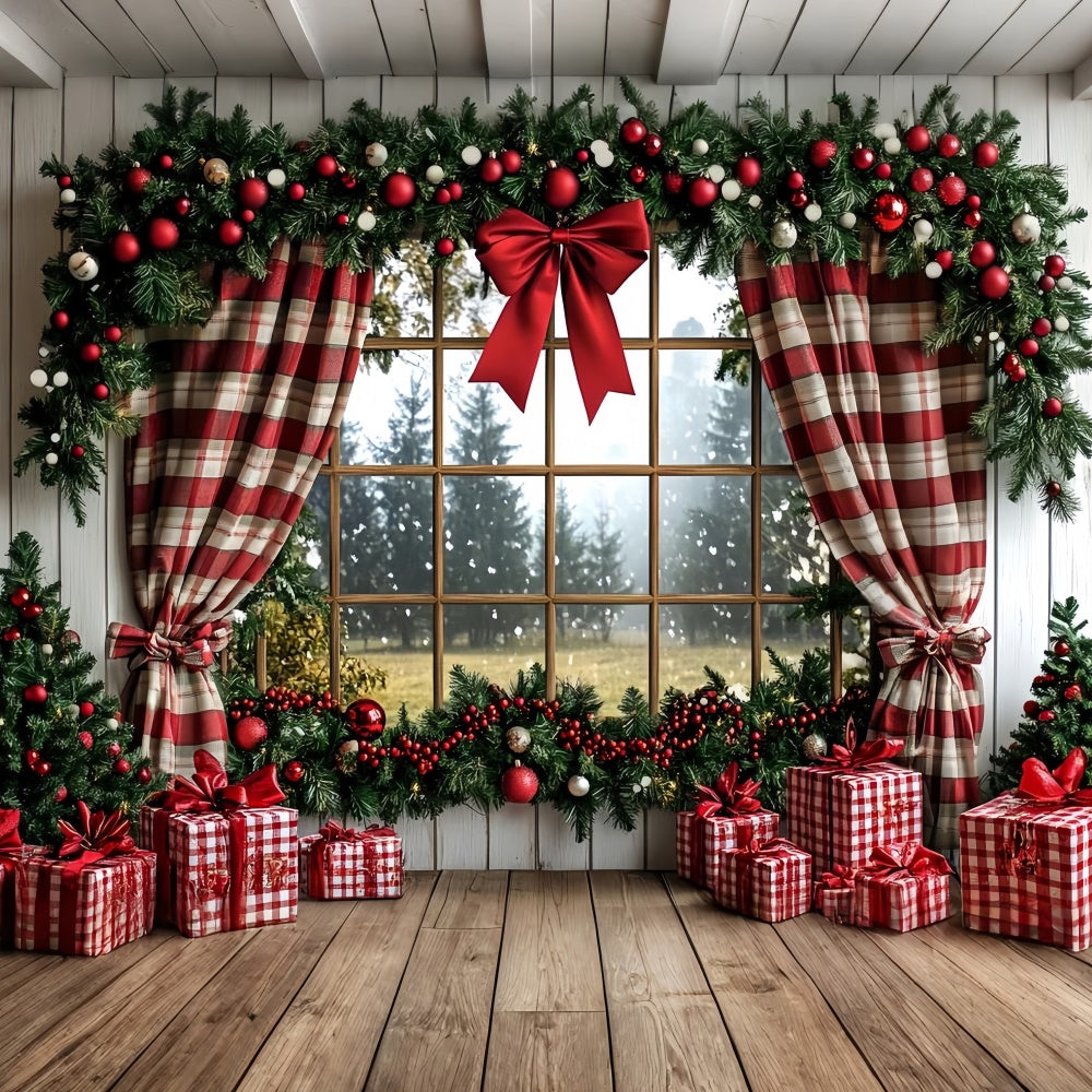 Christmas Photo Backdrops Rustic Holiday Window Backdrop UK CSH6-274