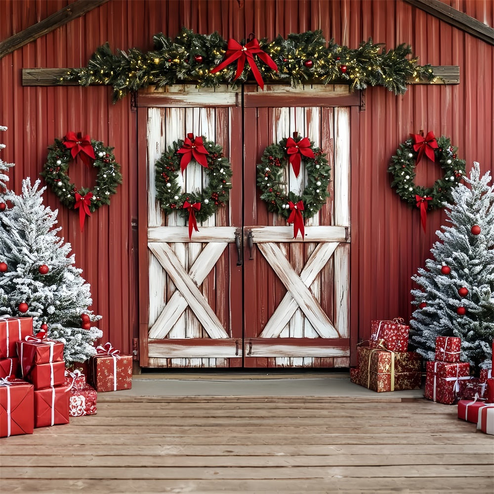 Christmas Backdrops For Photography Holiday Red Barn Backdrop UK CSH6-278
